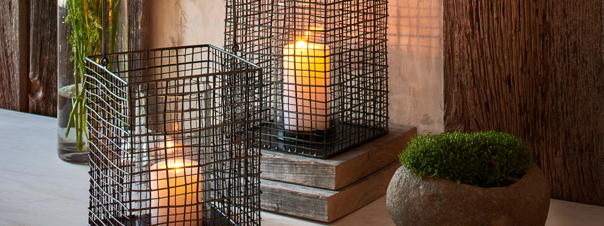 lanterns and hurricanes collection hero image |  Made with natural materials from all over the world | texxture home