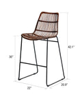 Brisbane™ welded iron, woven rattan bar stool