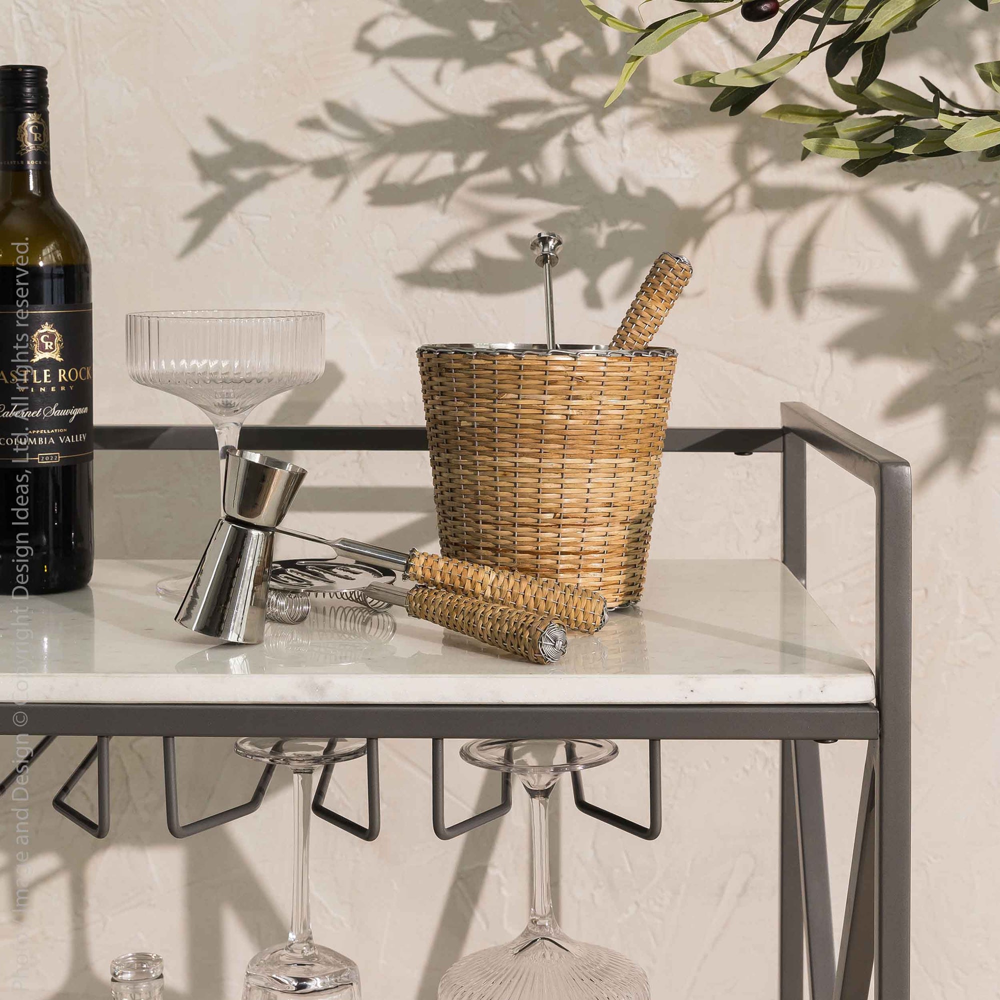 Montauk™ Handcrafted Stainless Steel/Rattan Barware (set of 5)