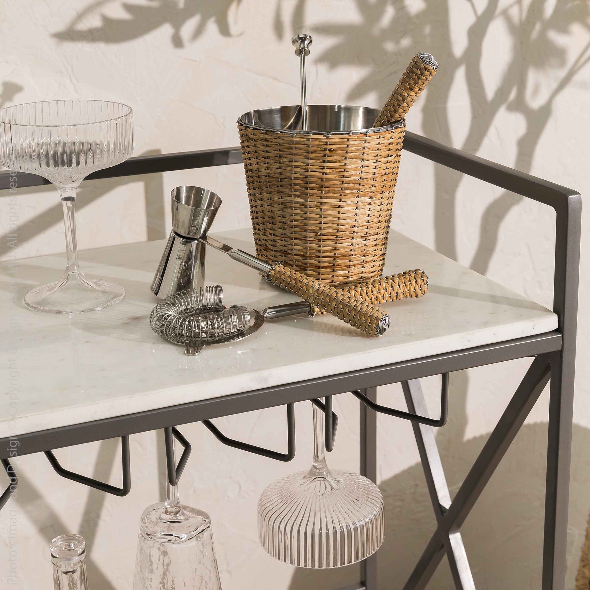 Montauk™ Handcrafted Stainless Steel/Rattan Barware (set of 5)