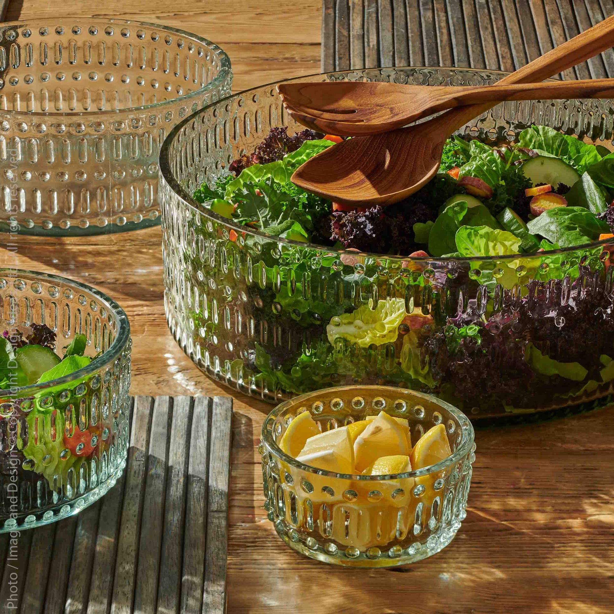 Morse™ recycled mouth blown glass salad serving bowl