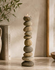 PebbleStack™ riverstone candleholder (4.3 dia x 15.7 in.)