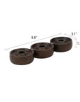 Serra™ mango wood trio taper holder
