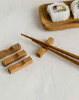 Chiku™ teak wood chopstick rest (set of 4)