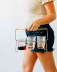 Livenza™ Borosilicate Glass Drinking Glasses and Welded Iron Caddy