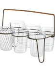 Livenza™ Borosilicate Glass Drinking Glasses and Welded Iron Caddy