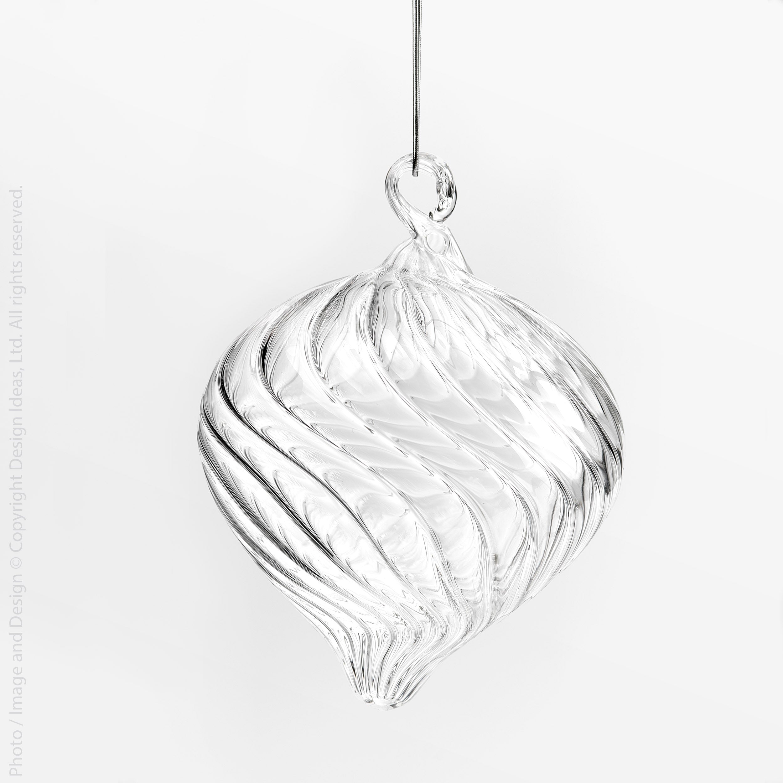 Clear and White Spiral Ornament — Thames Glass