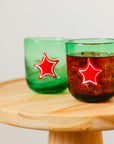 Green and Red Star Hand Blown Glass