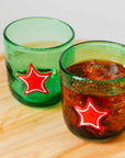 Green and Red Star Hand Blown Glass