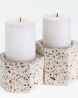 Terrazza Cement Hex Holders - Terrazzo Color | Image 1 | From the Terrazza Collection | Elegantly created with natural cement for long lasting use | Available in terrazzo color | texxture home