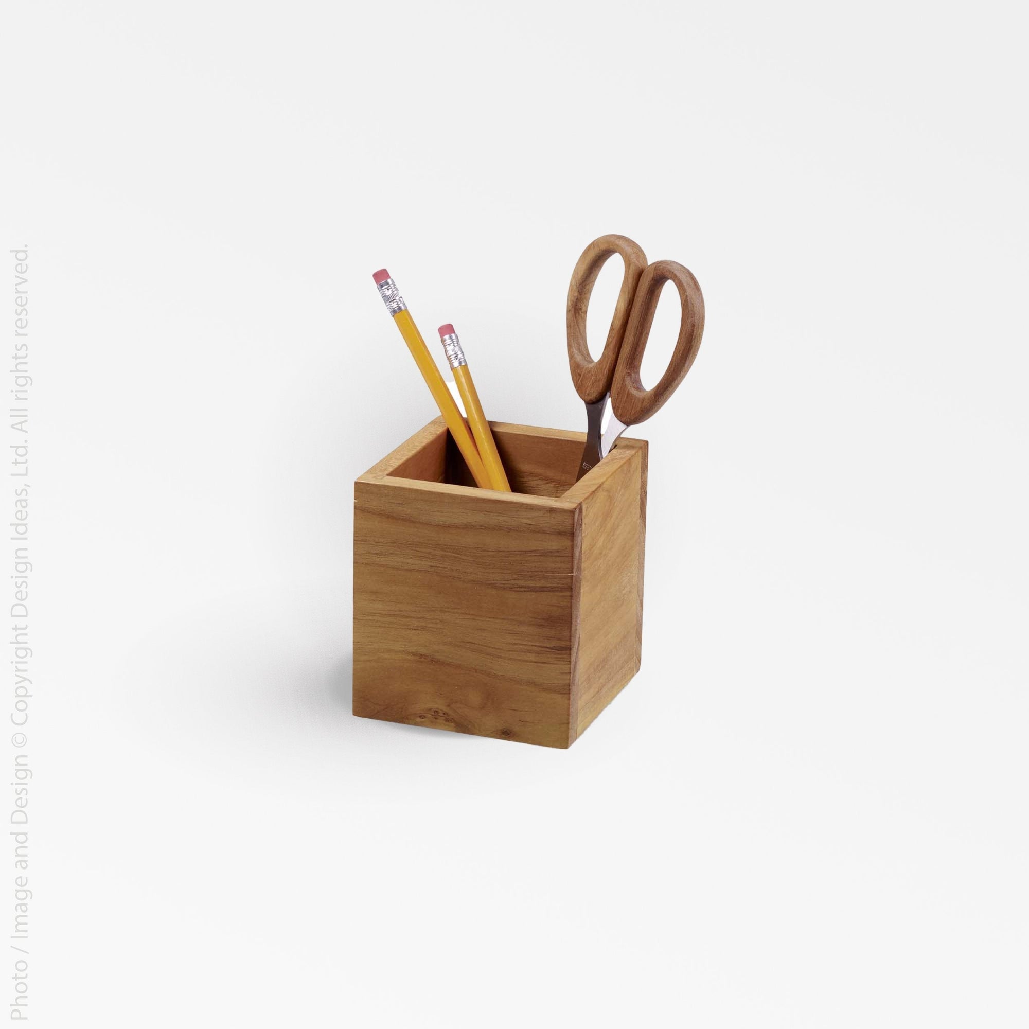 Takara Teak Pencil Cup - Clear Color | Image 1 | From the Takara Collection | Skillfully crafted with solid teak for long lasting use | This pencil cup is sustainably sourced | Available in natural color | texxture home