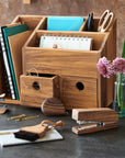 Takara Teak Organizer | Image 2 | From the Takara Collection | Masterfully constructed with solid teak for long lasting use | This organizer is sustainably sourced | Available in clear color | texxture home
