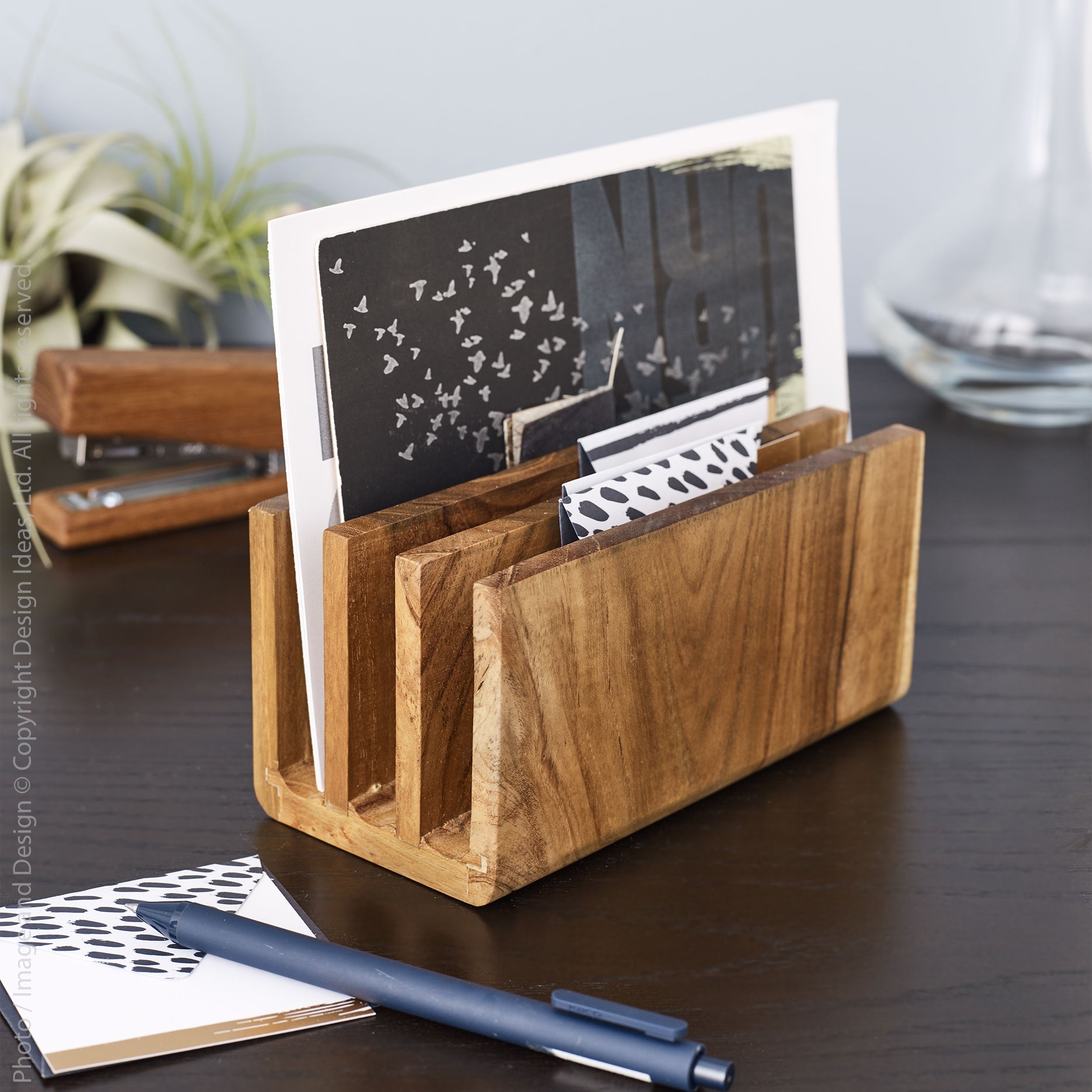 6 Slot Solid Wood Desk Supplies Organizer Inbox Zero