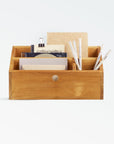 Takara Teak Desk Organizer - Natural Color | Image 1 | From the Takara Collection | Skillfully made with solid teak for long lasting use | This organizer is sustainably sourced | Available in clear color | texxture home