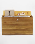Takara Teak Wall Basket - Natural Color | Image 1 | From the Takara Collection | Elegantly created with solid teak for long lasting use | This basket is sustainably sourced | Available in clear color | texxture home