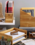 Takara Teak Stapler | Image 2 | From the Takara Collection | Masterfully handmade with solid teak for long lasting use | This stapler is sustainably sourced | Available in natural color | texxture home