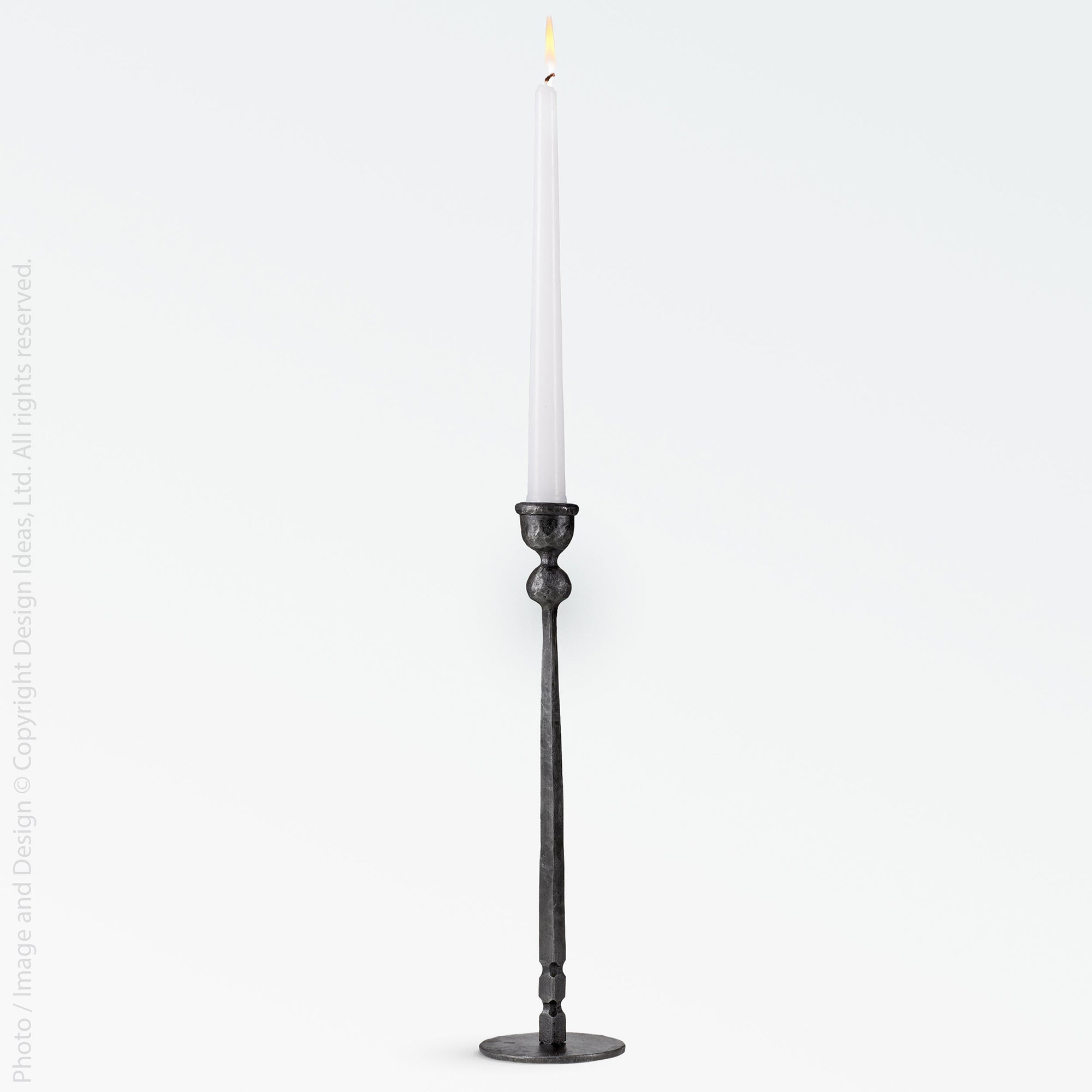 Jasper Iron Taper Candle Holder (12.4 Inch) - Silver Color | Image 1 | From the Jasper Collection | Exquisitely created with natural iron for long lasting use | Available in copper color | texxture home