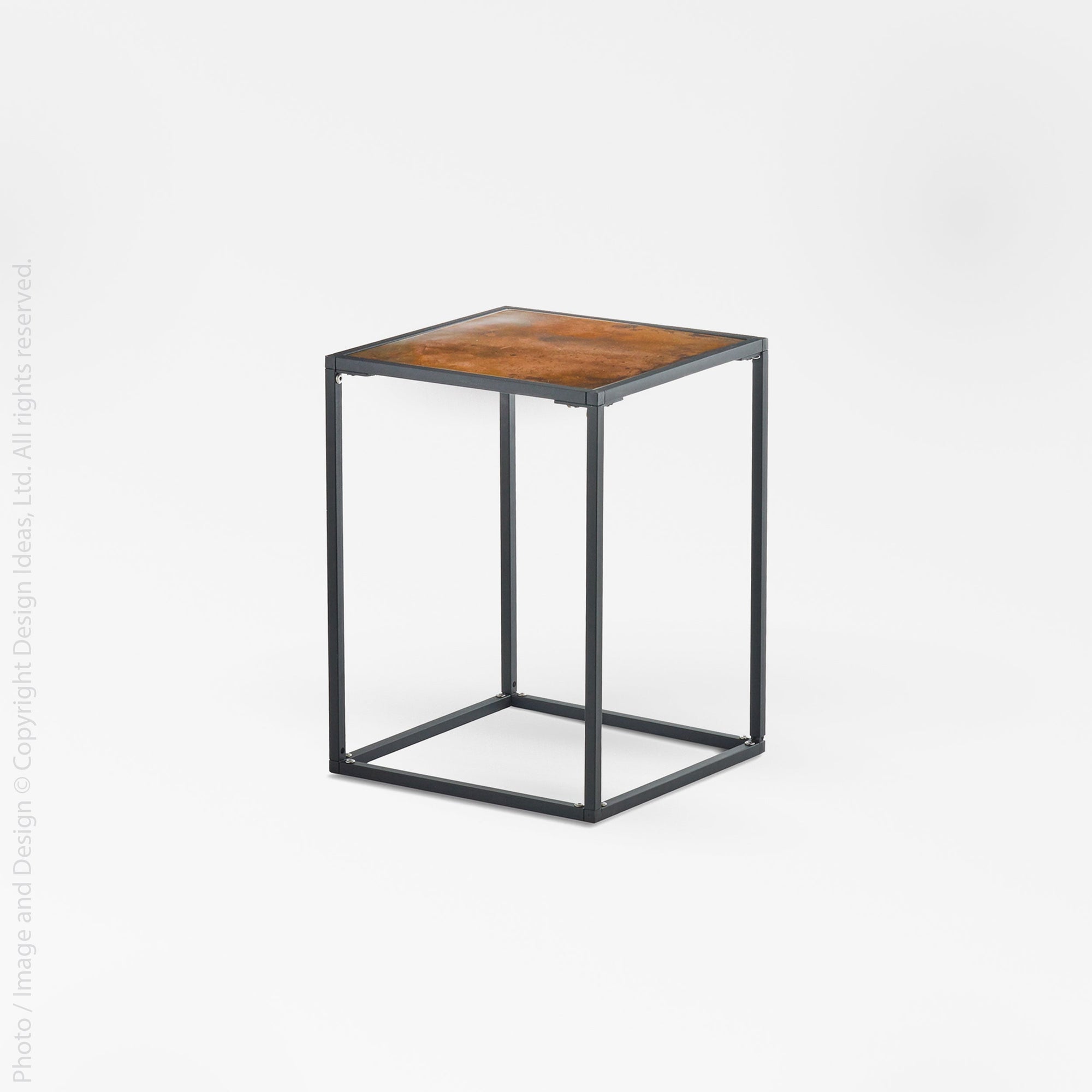 Pietra Copper Patina Square Side Table - Copper Color | Image 1 | From the Pietra Collection | Expertly crafted with natural copper for long lasting use | Available in brass color | texxture home