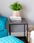 Pietra Cement Side Table (Square) | Image 2 | From the Pietra Collection | Skillfully constructed with natural iron for long lasting use | Available in brass color | texxture home