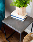 Pietra Cement Side Table (Square) | Image 3 | From the Pietra Collection | Skillfully constructed with natural iron for long lasting use | Available in brass color | texxture home