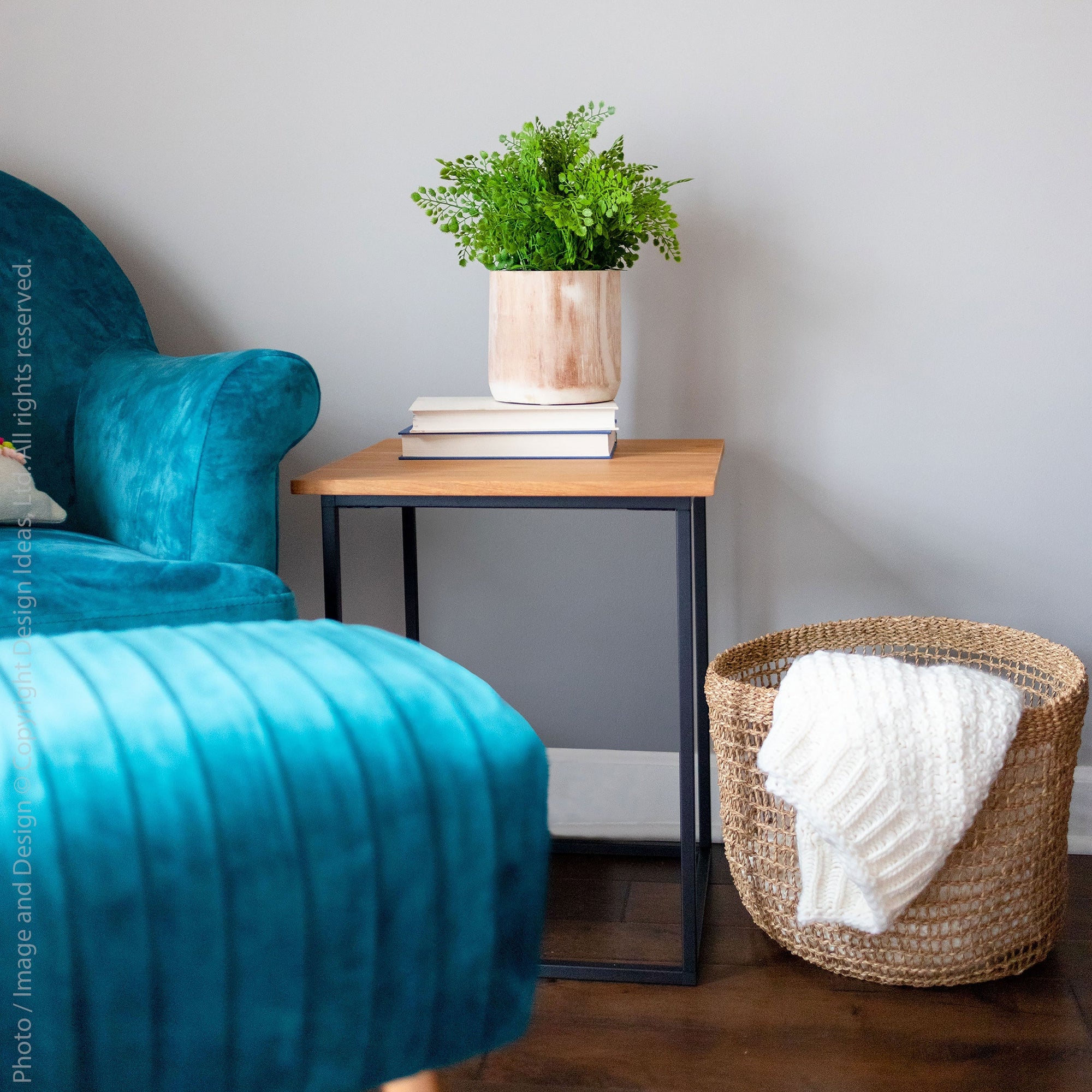 Pietra Teak Square Side Table Black Color | Image 2 | From the Pietra Collection | Masterfully crafted with natural iron for long lasting use | Available in brass color | texxture home
