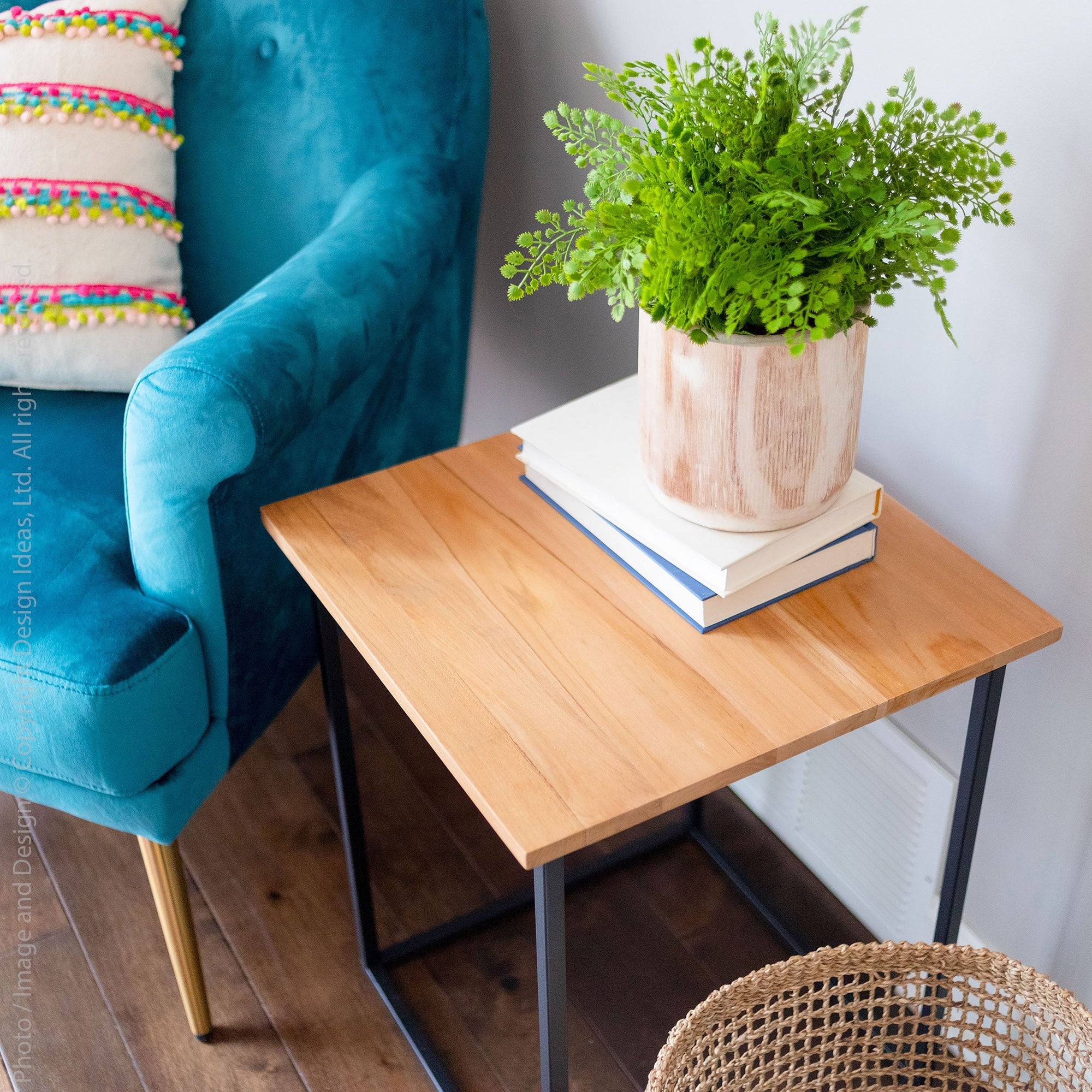 Pietra Teak Square Side Table   | Image 4 | From the Pietra Collection | Masterfully crafted with natural iron for long lasting use | Available in brass color | texxture home