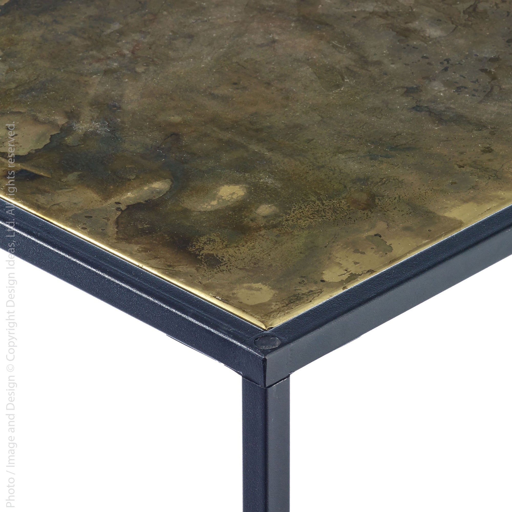 Pietra Brass Patina Side Table (Rectangle)   | Image 3 | From the Pietra Collection | Expertly handmade with natural iron for long lasting use | Available in brass color | texxture home