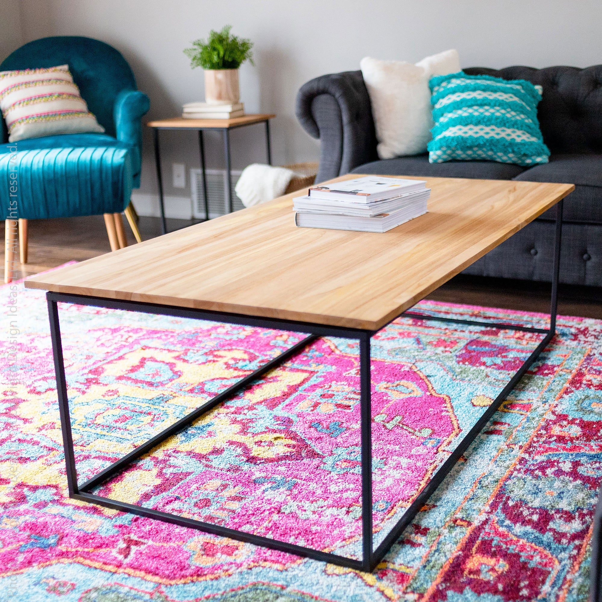 Pietra Teak Coffee Table Black Color | Image 4 | From the Pietra Collection | Masterfully handmade with natural teak for long lasting use | Available in natural color | texxture home