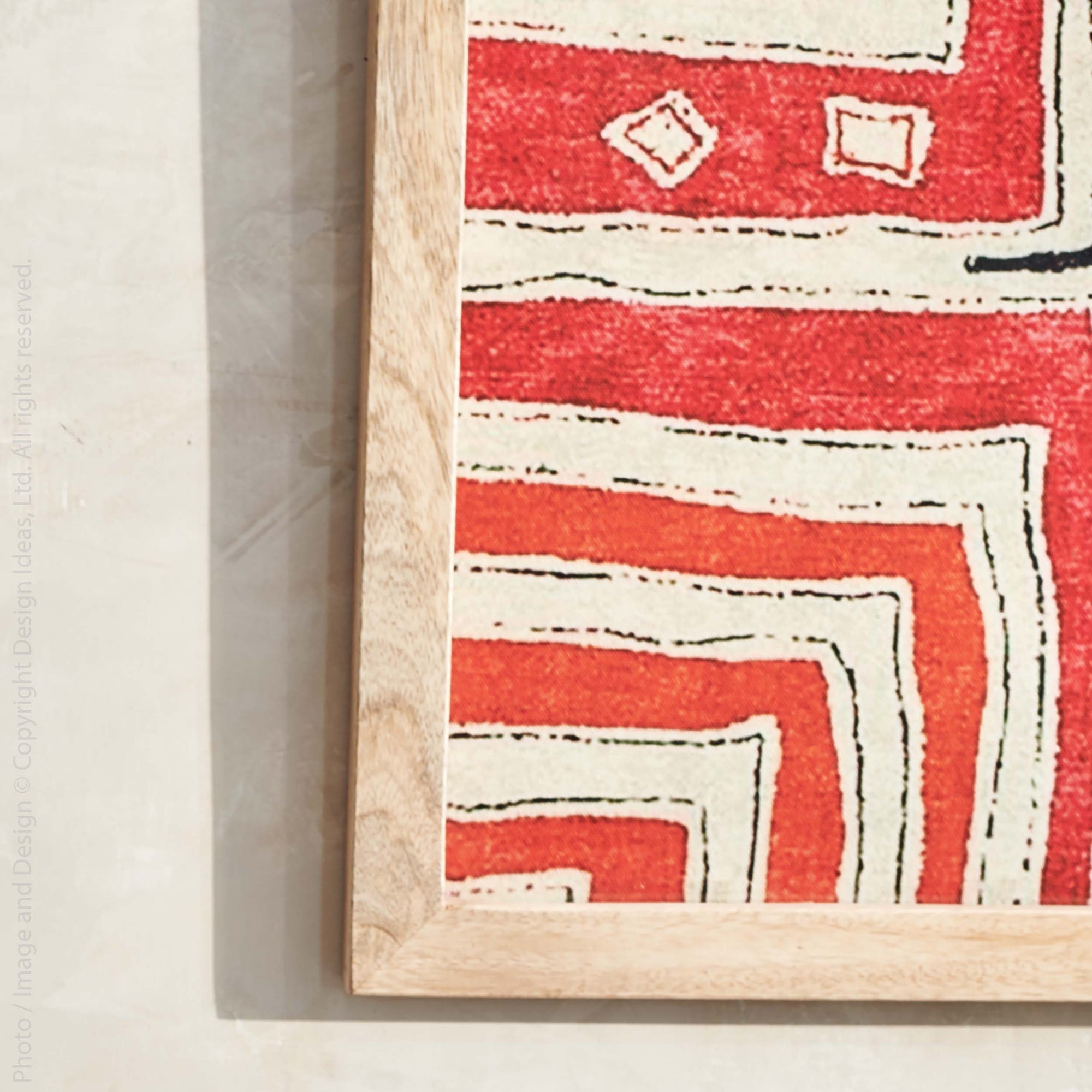 Caswell™ Small Miter Joint Frame Fabric, Mango Wood, MDF, and Metal D-Ring Wall Art (20 x 20 in) - (colors: Red/Orange) | Premium Decorative from the Caswell™ collection | made with Fabric, Mango Wood, MDF, and Metal D-Ring for long lasting use