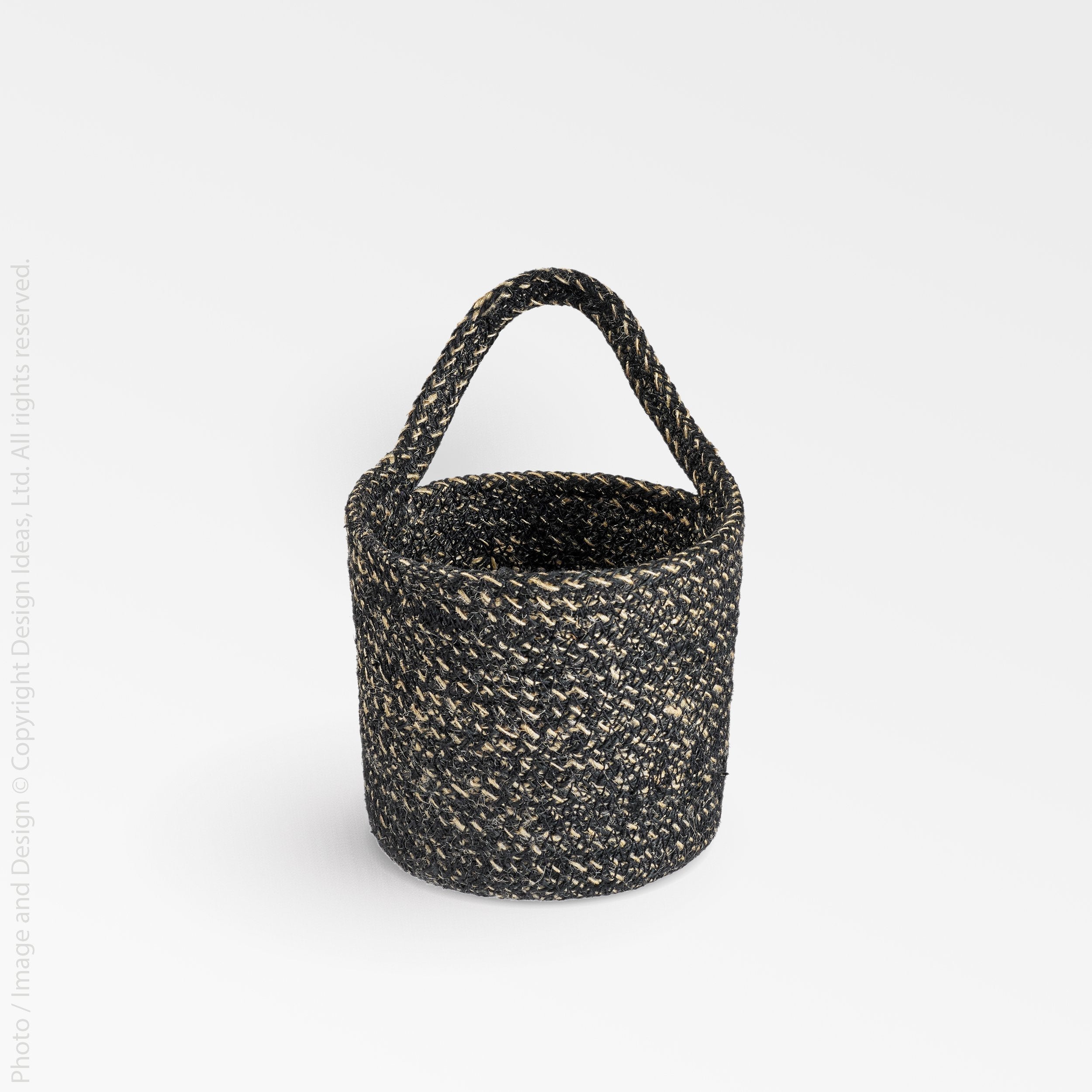 Melia™ hanging basket (4.6 x 5.2 x 4.8 in.) - Black | Image 5 | Premium Basket from the Melia collection | made with Jute for long lasting use | texxture