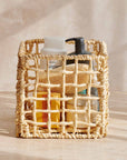Mackinaw™ Small Hand Woven Palm and Metal Basket (9.8 x 9.8 x 9.8 in) - (colors: Natural) | Premium Basket from the Mackinaw™ collection | made with Palm and Metal for long lasting use