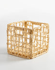 Mackinaw™ Small Hand Woven Palm and Metal Basket