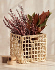 Mackinaw™ Medium Hand Woven Palm and Metal Basket (11.8 x 11.8 x 11.8 in) - (colors: Natural) | Premium Basket from the Mackinaw™ collection | made with Palm and Metal for long lasting use