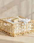 Mackinaw™ Large Hand Woven Palm and Metal Basket