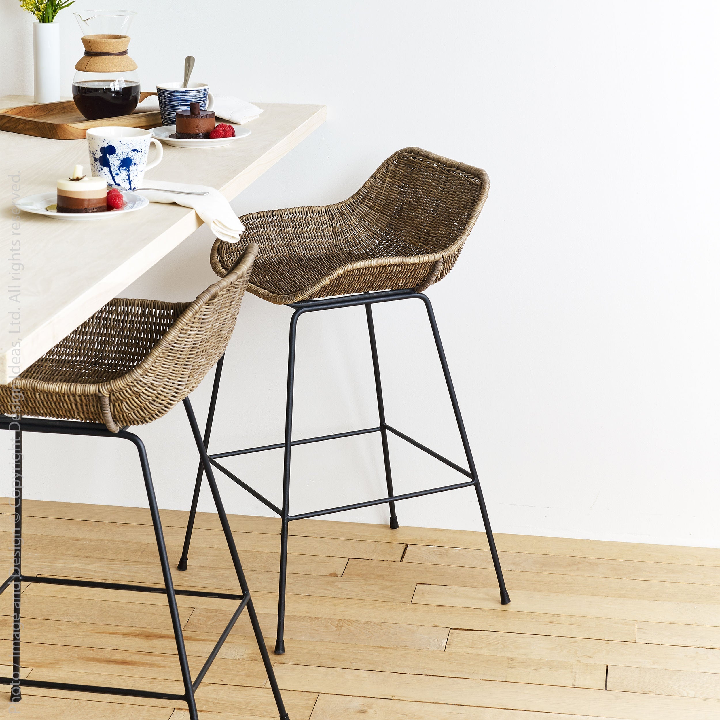 Ormond Rattan Bar Stool Black Color | Image 2 | From the Ormond Collection | Elegantly made with natural rattan for long lasting use | Available in natural color | texxture home