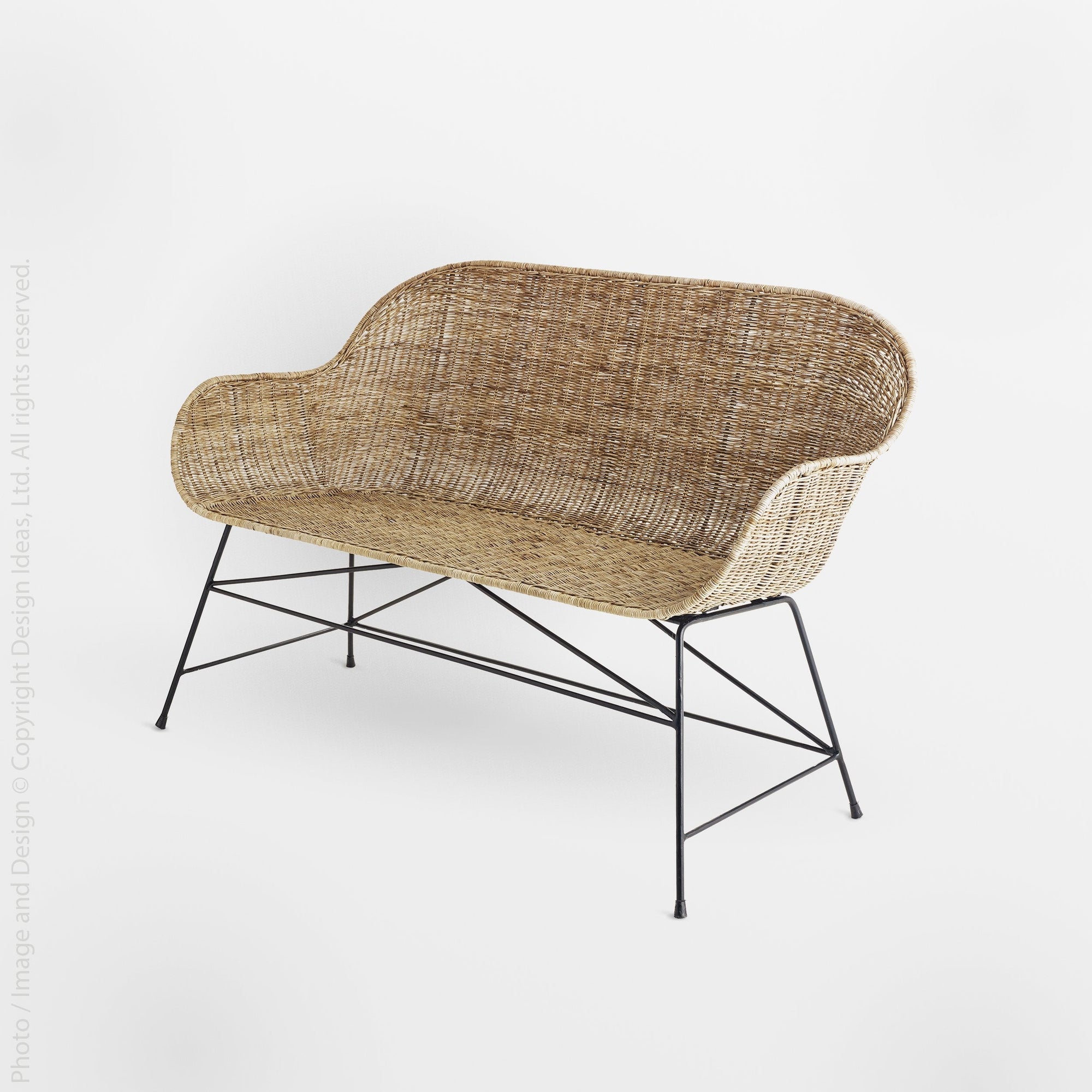 Ormond Rattan Sette Bench - Natural Color | Image 1 | From the Ormond Collection | Skillfully created with natural rattan for long lasting use | Available in natural color | texxture home