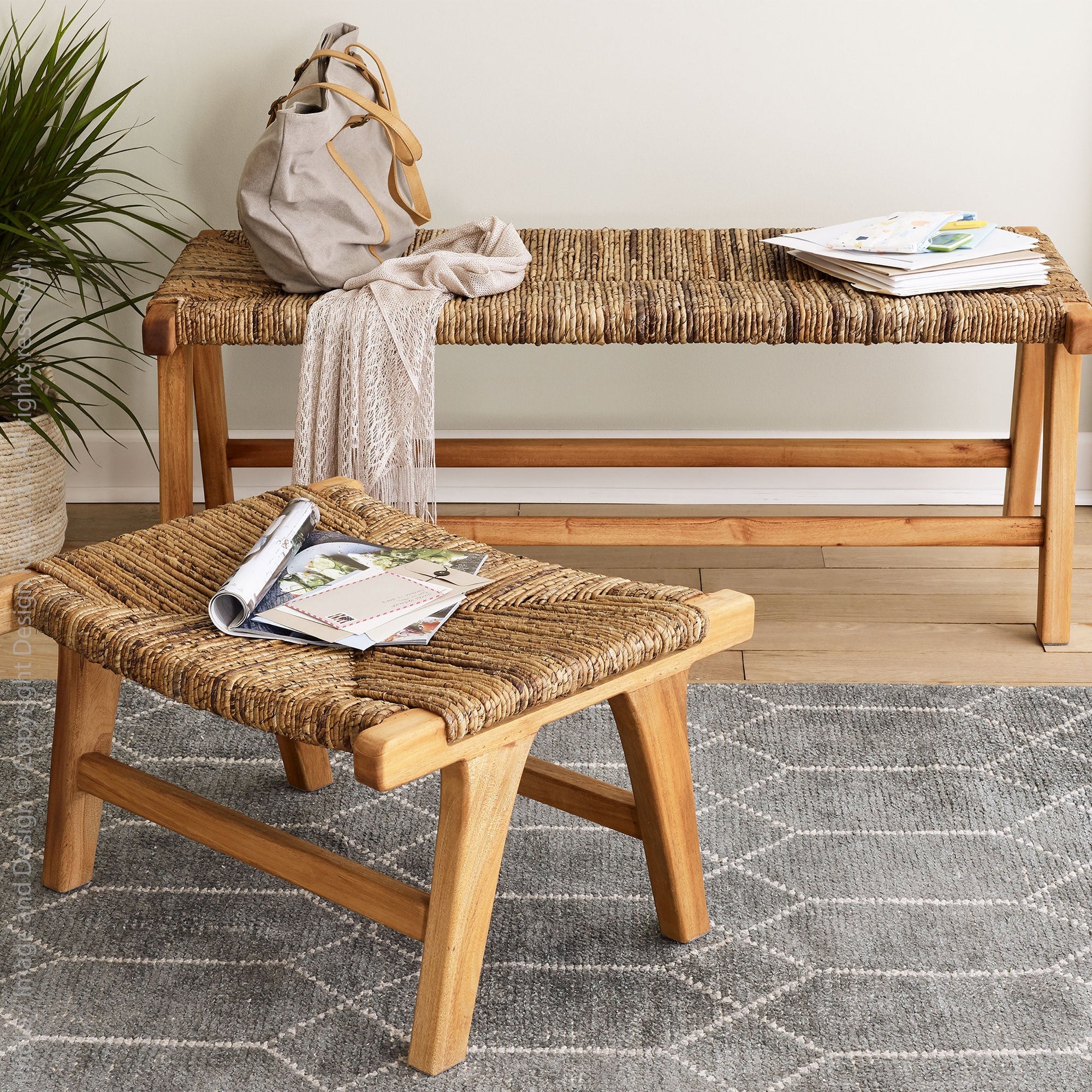 Copenhagen Banana Tree Bark Bench   | Image 3 | From the Copenhagen Collection | Masterfully crafted with natural banana tree bark for long lasting use | Available in natural color | texxture home