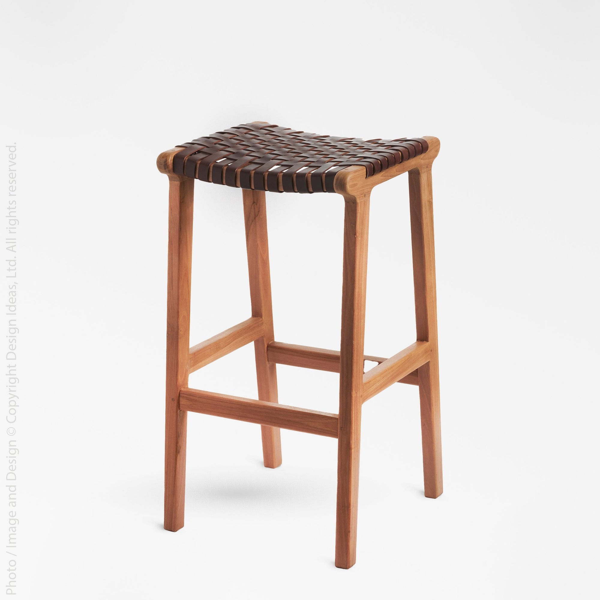 Visby Leather Bar Stool - Black Color | Image 1 | From the Visby Collection | Expertly assembled with natural leather for long lasting use | Available in natural color | texxture home