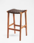 Visby Leather Bar Stool - Black Color | Image 1 | From the Visby Collection | Expertly assembled with natural leather for long lasting use | Available in natural color | texxture home