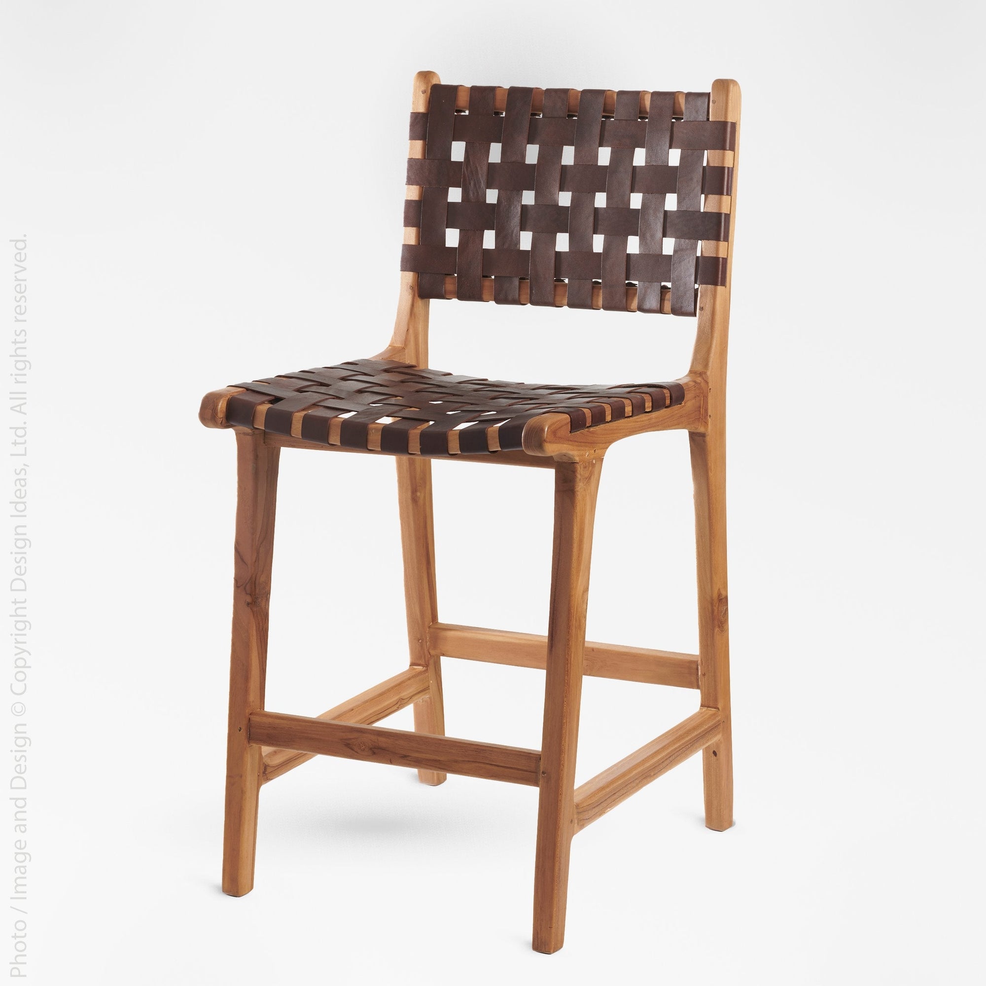 Visby Leather Counter Stool - Black Color | Image 1 | From the Visby Collection | Skillfully constructed with natural leather for long lasting use | Available in natural color | texxture home