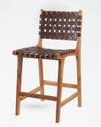 Visby Leather Counter Stool - Black Color | Image 1 | From the Visby Collection | Skillfully constructed with natural leather for long lasting use | Available in natural color | texxture home