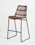 Brisbane™ welded iron, woven rattan bar stool