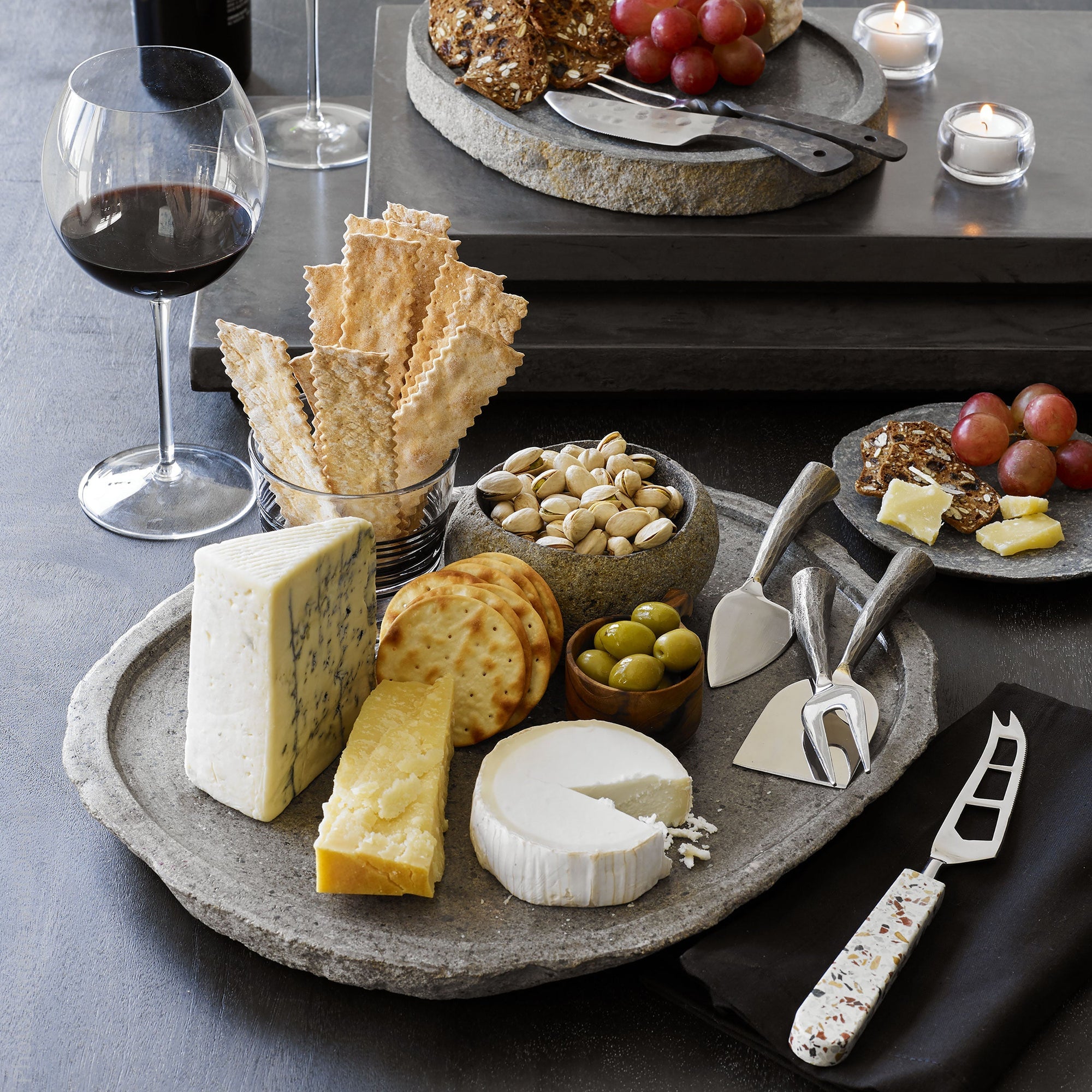 Mancha Stainless Steel Cheese Knife Black Color | Image 2 | From the Mancha Collection | Skillfully handmade with natural stainless steel for long lasting use | Available in terrazzo color | texxture home