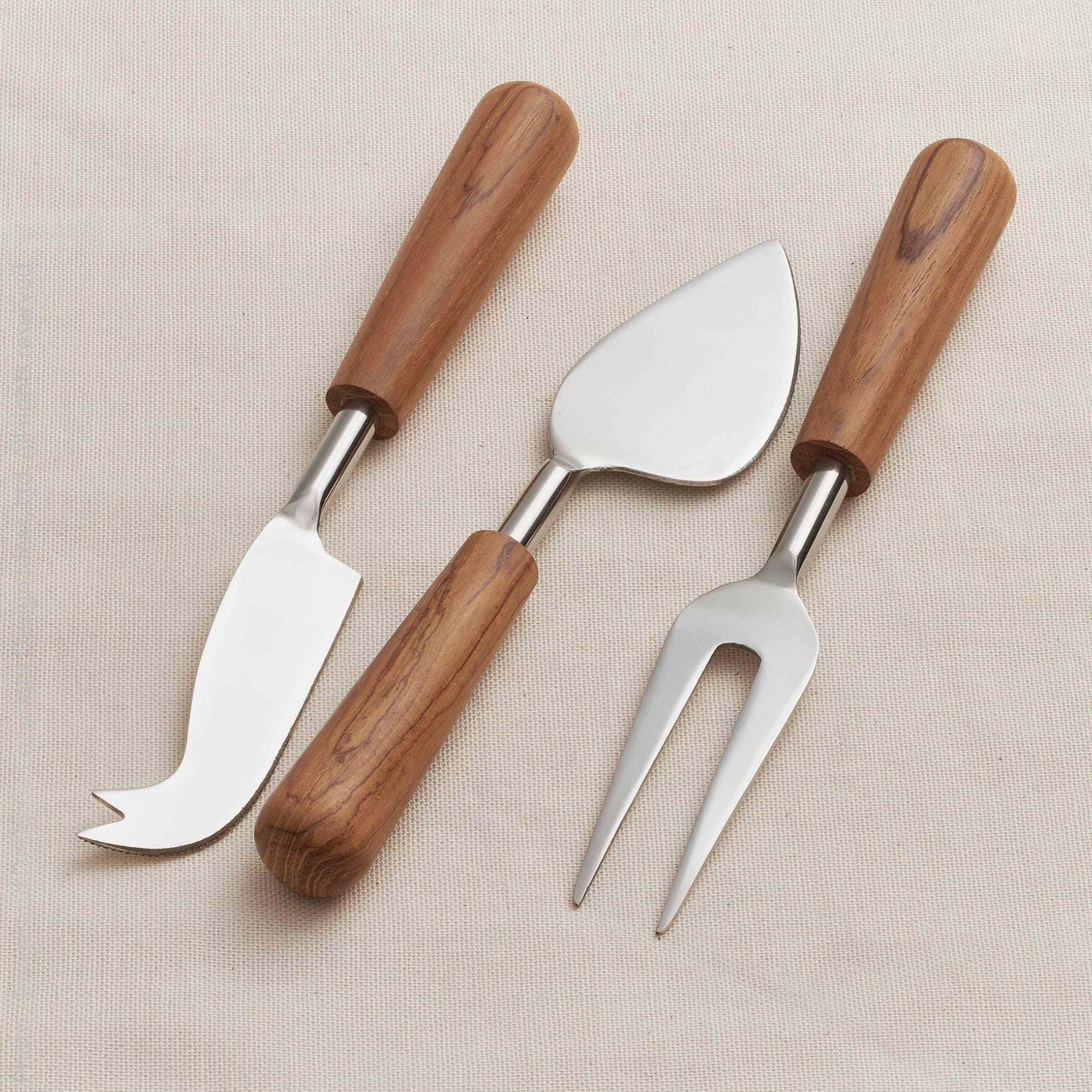 Fulton™ Handmade Stainless Steel and Acacia Wood Cheese Knives (set of 3) - (colors: Natural) | Premium Utensils from the Fulton™ collection | made with Stainless Steel and Acacia Wood for long lasting use