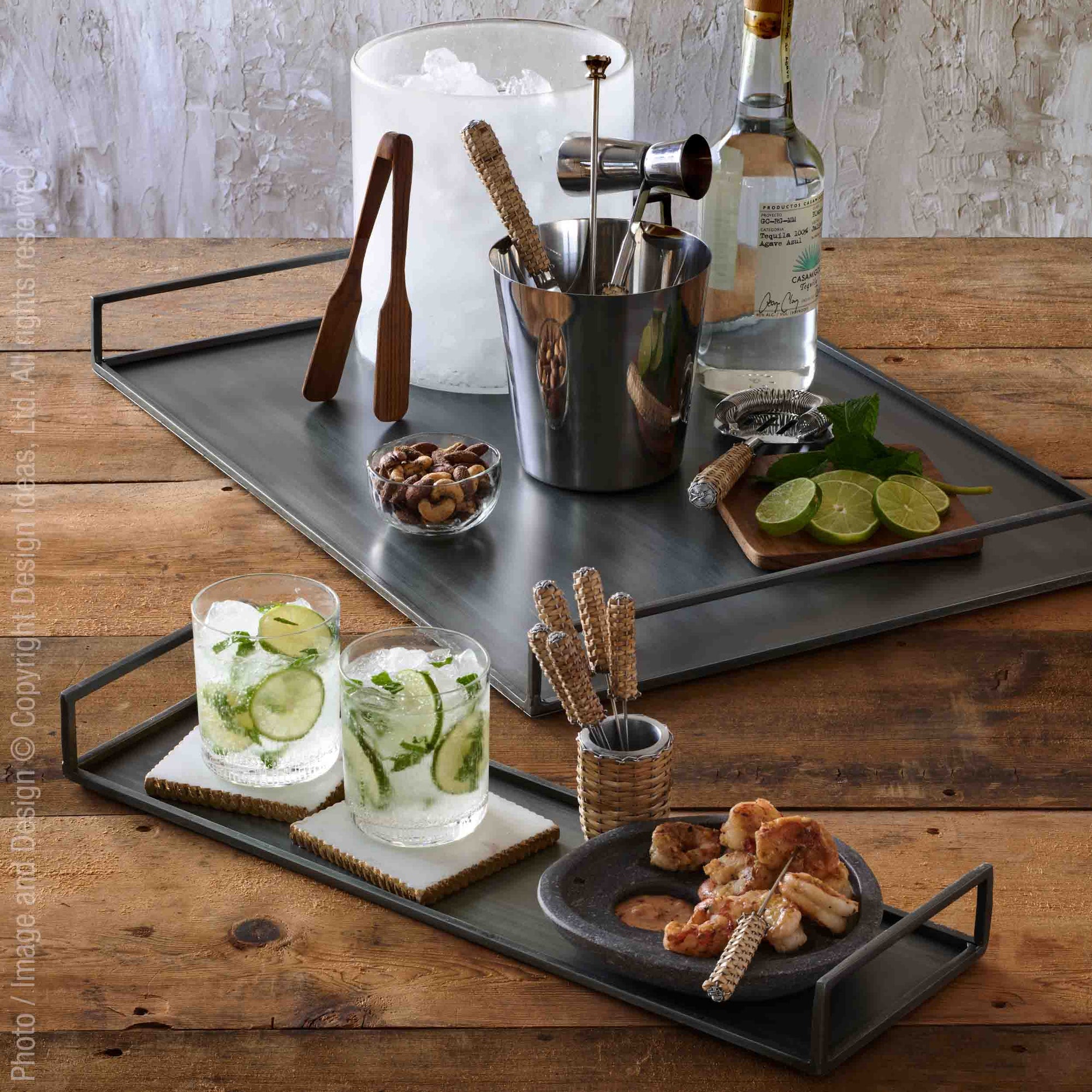 Montauk™ Handcrafted Stainless Steel/Rattan Barware (set of 5)