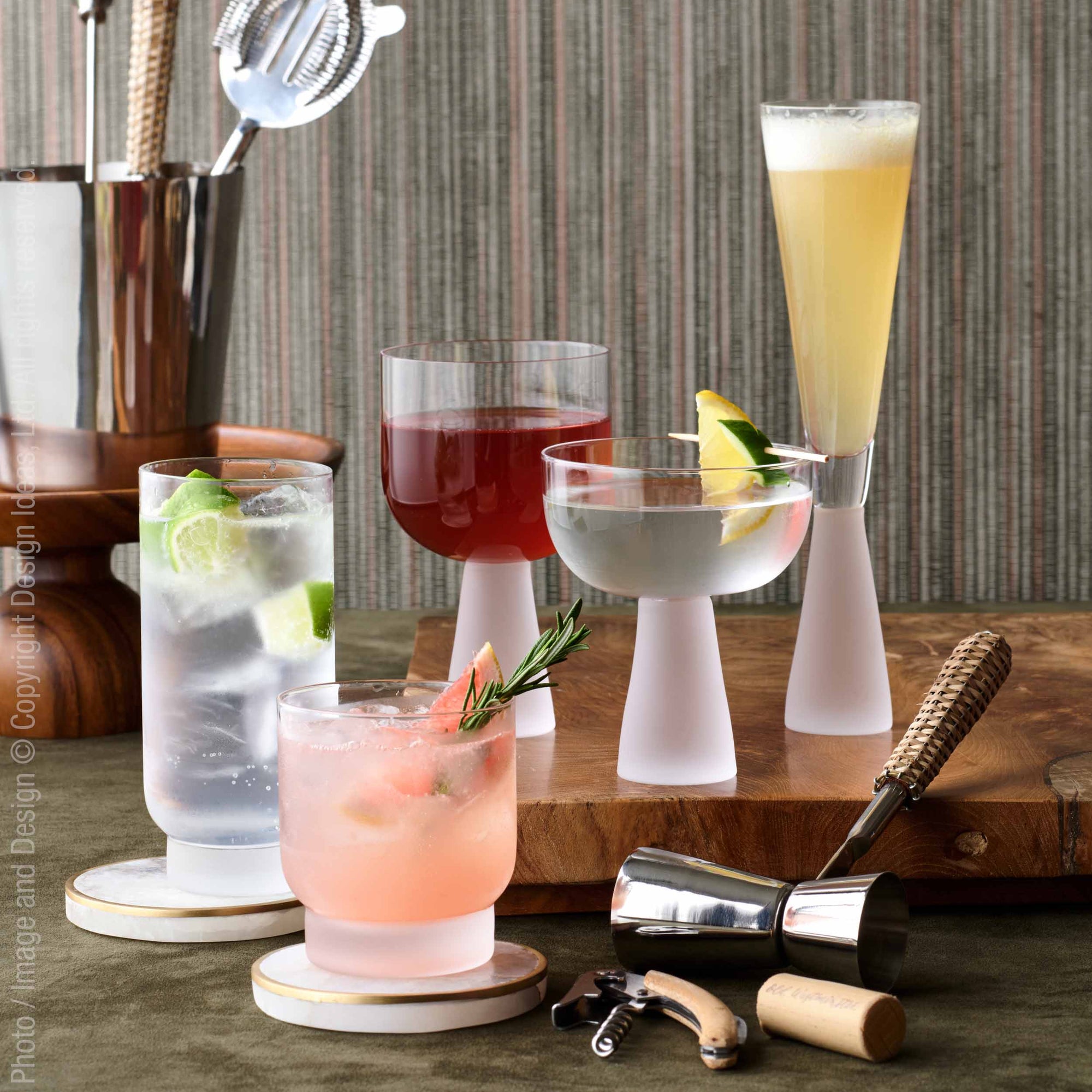 Montauk™ Handcrafted Stainless Steel/Rattan Barware (set of 5)