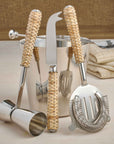 Montauk™ Handcrafted Stainless Steel/Rattan Barware (set of 5)