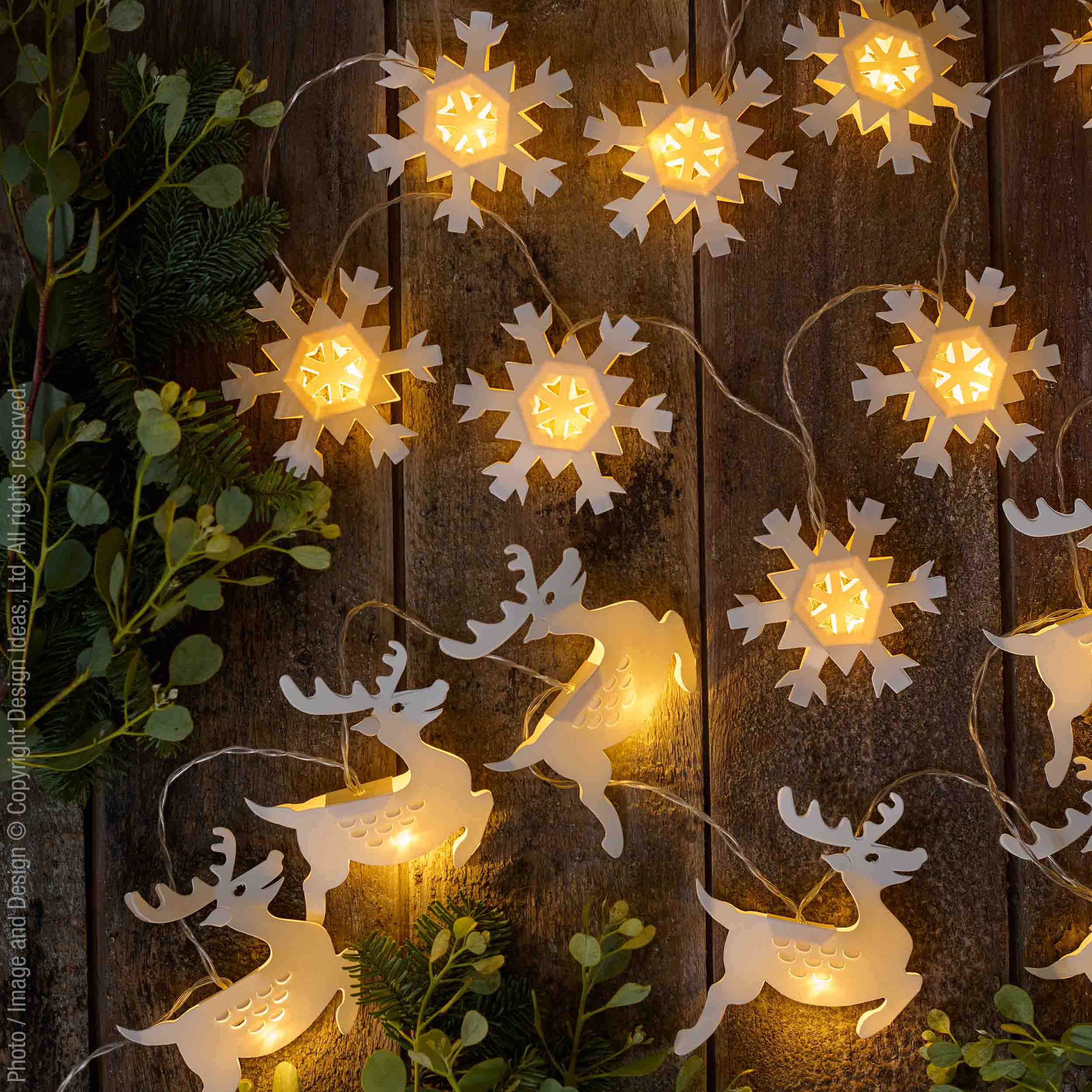 Flurry™ LED garland, reindeer - White | Image 2 | Premium Decorative from the Flurry collection | made with Paper, LED lights for long lasting use | texxture
