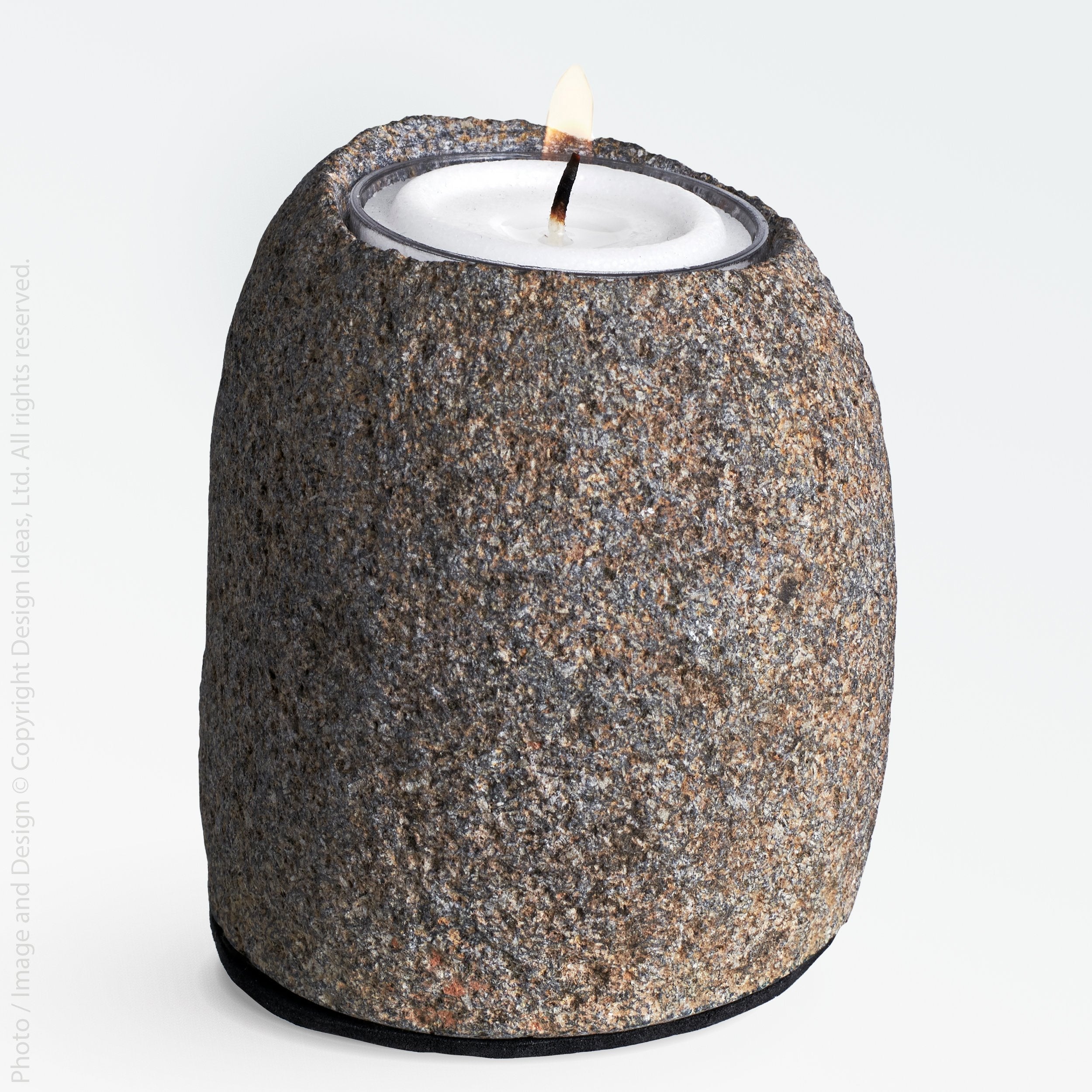 Stoneshard™ Carved Riverstone Candleholder - Black | Image 1 | Premium Candleholder from the Stoneshard collection | made with Riverstone for long lasting use | texxture
