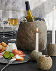 Stoneshard™ Carved Riverstone Candleholder - Black | Image 3 | Premium Candleholder from the Stoneshard collection | made with Riverstone for long lasting use | texxture